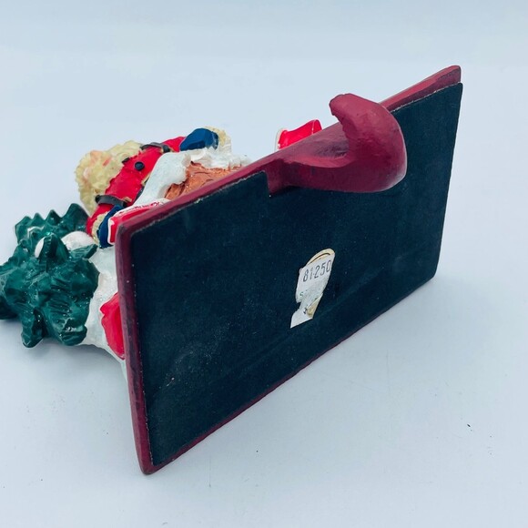 Vintage Santa Claus in Chimney Cast Iron Stocking Holder Mantle Table Top NOEL - Picture 4 of 6